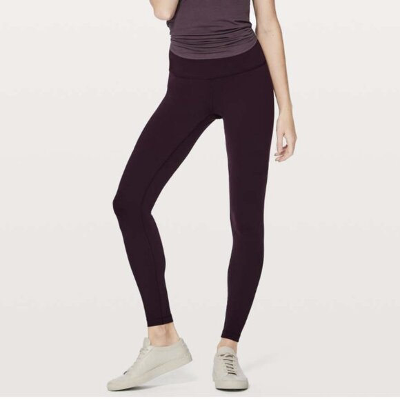Lululemon Wunder Under Hi-Rise Tight Legging Full-On Luon Black Cherry Roll Down - Picture 1 of 14